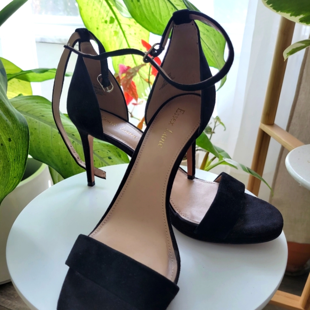 Black strappy heels
